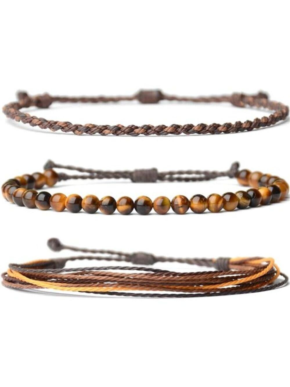 Mens Natural Stone Bracelet Beaded Adjustable Healing Gemstone Jewelry Gift